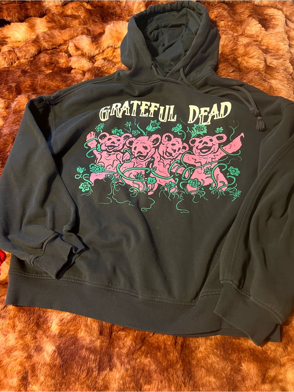 Grateful Dead Black Hoodie with Pink Dancing Bears - Grateful Dead
